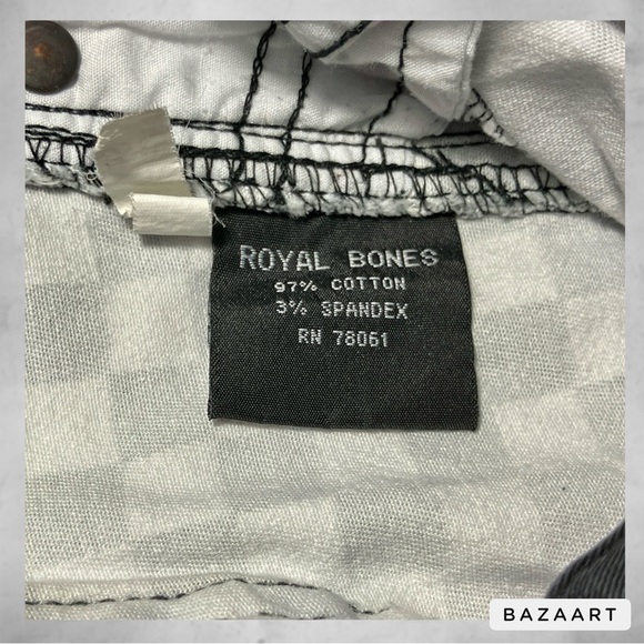 🧨  HOT TOPIC Royal Bones Checkerboard White Black Wednesday Addams Skinny Jeans - Picture 10 of 10